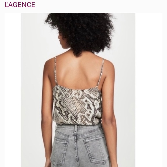 L’Agence Gabriella V Neck Silk Cami in Snake Print - Picture 3 of 11